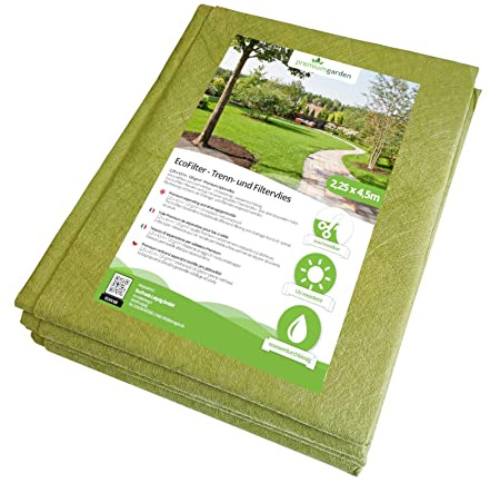 TerraGala Eco-Vlies | Drainagevlies | 2,25 x 4,5m | 120g/m² | Grünes Vlies aus Recycling-Material | Filter- und Gartenvlies