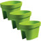 botle Lot de 3 jardinières ovales pour balcon - 39,5 cm - 12,3 l - Vert citron