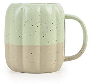 FülleMore Keramik Kaffeetasse Groß Kaffeebecher 420ml Porzellantasse mit Großem Henkel Teetasse kerative Milchbecher Kakaotasse Espressotasse für Kalt- und Heißgetränke (Grün)