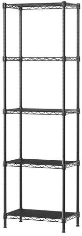 SINGAYE Metal Shelves Wire Shelving：Storage Rack Standing Units Shelf for Kitchen Laundry Bathroom Closet Organizers Pantry Narrow Mesh Adjustable 10 D x 16 W x 55 H Black