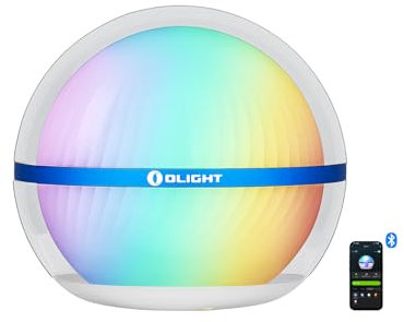 OLIGHT Sphere Smartes LED Nachtlicht mit APP Steuerung, 75 Lumen dimmbare Beleuchtung, Farbwechselndes RGB-Atmosphärenlicht, Wiederaufladbares Nachttischlampe zum Schlafen, Partys, Dekoration