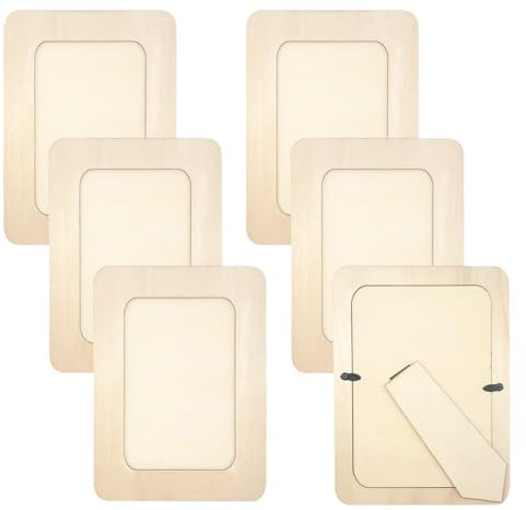 6-Inch Unfinished Wood Photo Frame Set for Crafts and Desk Display - Standing Wooden Picture Frames
