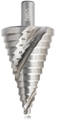 CYLBAQ Foret étagé HSS rainuré en spirale pour métal, titane haute vitesse en acier rapide 5 mm-35 mm, tige ronde, forets métriques pour les amateurs de bricolage