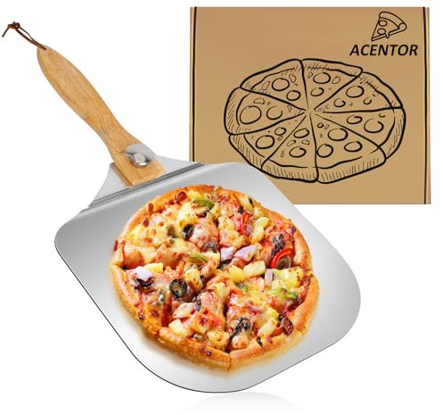 Pala per pizza grande buccia di alluminio pizza 30,5 centimetri x 30.8 cm per la cottura della pizza fatta a mano, 59,3 cm nel complesso, per qualsiasi esterno o interno Pizza Grill forno