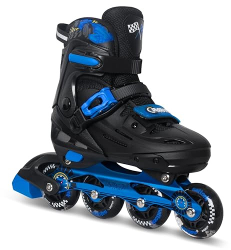 Inline-skridskor för barn, justerbara upplysta hjul, blad, rulle för pojkar och flickor – svart för tonåringar, ungdomar, ålder 7, 8, 9, 10 – racerbildekorationer, inomhus, utomhus, födelsedagspresent