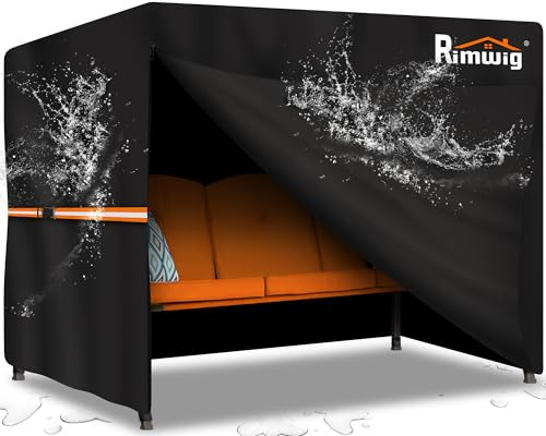 Rimwig Fundas para columpio de jardín, impermeables, resistentes, de 3 plazas, para exteriores, resistentes al viento, anti-UV, para patio, jardín, hamaca (210 x 150 x 150 cm), color negro