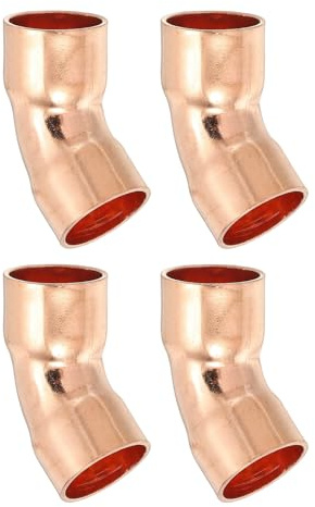 PATIKIL 15 mm 1 mm tjock armbågskoppling, 4 st 99,9 % ren kopparrörmontering 45 grader kort radie rörkontakt svetslödare för HVAC kylsystem
