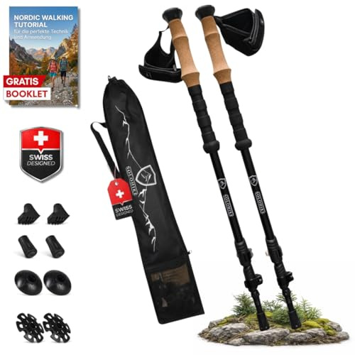 SOLOHIKE Bastoni da trekking nordic walking da donna, bastoni da trekking, bastoncini da nordic walking da uomo, anti-shock, guanti regolabili, bastoni da trekking, bastoncini da nordic walking