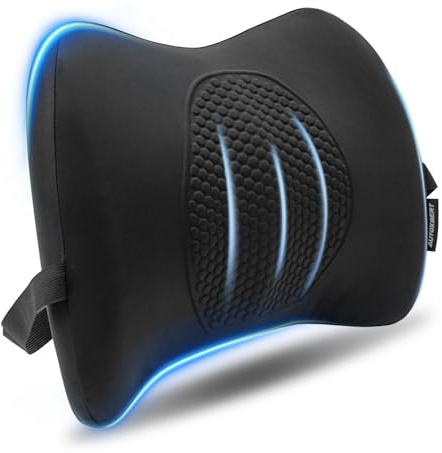 Lendenwirbelkissen Memory Foam Ergonomisches Lordosenstütze Auto Rückenkissen für Bürostuhl, Autositz & Rollstuhl, Verstellbar Bequem Atmungsaktives Gel Lendenkissen für Reisen Schlafen Arbeiten