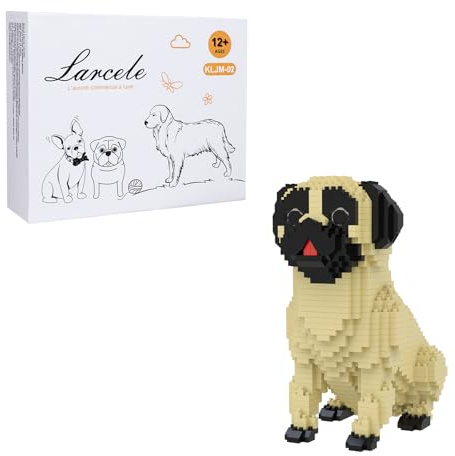 Larcele 1033 Piezas Bricolaje Micro Perro Bloques de Construcción Set para Mayores de 12 Años KLJM-02(Perro Pug)