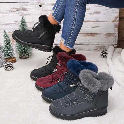 Botte De Neige Bottine Femme Hiver Basket Mollets Larges Chaussures Fourrées Imperméable pour Bottines Chaussure Apres Ski