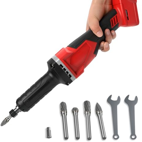 Molinillo inalámbrico compatible con batería Milwaukee de 18 V, amoladora recta eléctrica sin escobillas con 5 brocas de vástago de 6 mm para eliminación de óxido, pulido y desbarbado (sin batería)