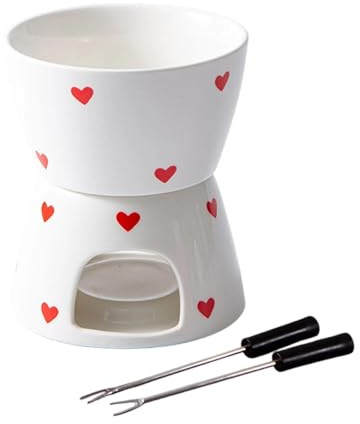 FLCPJGV Chocolate Fondue Pot Elaborado en Cerámica con Función de Derretir Queso Chocolate Y Incluye Calentador por Vela Adecuado para Cocina Reun, Blanco, Individual