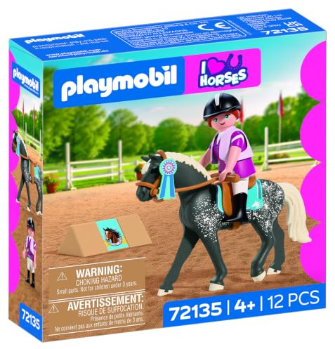 Playmobil Equestrian Show Jumping Toy Playset with Accessories | Horse & Rider Figures, Adjustable Jumps, Includes Trophies, Creative Role-Play, For Horse Enthusiasts