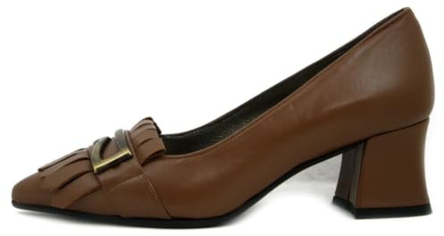 Vernissage Scarpe Donna Decolleté in Pelle Marrone con Frangia, Tacco Medio 5 cm, I4TZ5