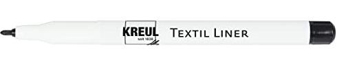 KREUL 90418 - Textil Liner, schwarz, Textilstift mit feiner Spitze für Konturen und feine Ausarbeitungen sowie zum Signieren, fixiert an der Luft