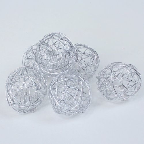 Sfere di filo decorativo, sfere in filo metallico, diametro 30 mm, circa 20 pezzi (argento)