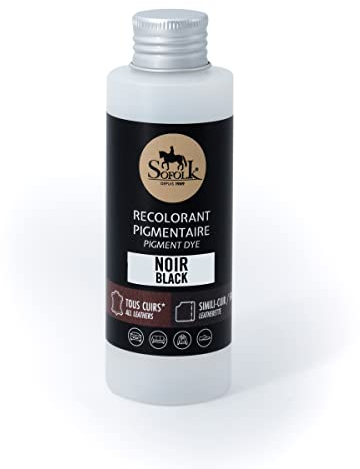 Sofolk Leder/Kunstleder/Vinyl-Lackierung - 21 Farben - Pflege für Autositz und Lenkrad, Sofa, Schuh, Jacke und andere Bekleidung (01-Black, 125ml)