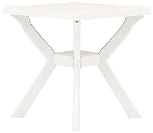 vidaXL Mesa de Bistró Centro Exterior Mueble Escritorio Aire Libre Decoración Restaurante Comedor Tablero Balcón de Plástico Blanco