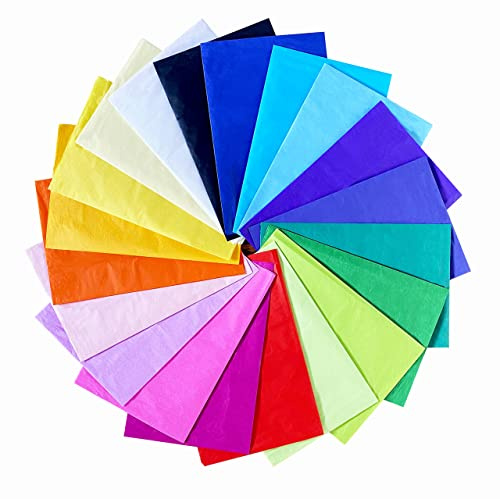 SOL 20pk Large Colourful Tissue Paper Sheets for Wrapping Gifts, 66cm x 50cm - Packaging, Gifting, Crafting, Bright Rainbow Art Papers, Party Decoration, Birthday, Christmas & New Year Gift Bags