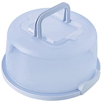 Plastic Round Cake Storage Carrier Container Lockable Lid, Blue