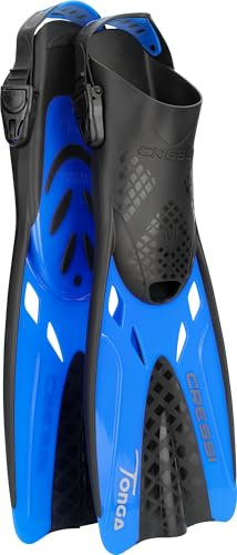 CRESSI Tonga Fins Black/Blue L/XL - Leichte Verstellbare Kurze Flossen oder Set Kurze Flossen, perfekt zum Schnorcheln, Schwimmen, Schwarz/Blau, L/XL (42/47), Erwachsene