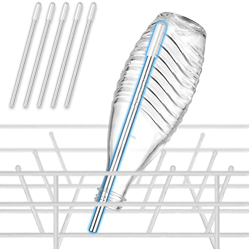 ecooe 5er-Set Flaschenhalter für Spülmaschine Geschirrkorb Spülmaschineneinsatz für SodaStream Crystal, DUO, TERRA Flaschen Aufsteckhalter Halterung mit verlängerte Silikonkappe, 26,7 cm