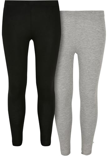 Urban Classics Damen Girls Jersey Leggings 2-Pack Black/Grey, 110/116