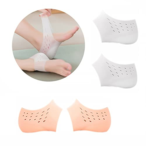 2 Paar Höhe Erhöhen Einlegesohlen, Gel Fersenschalen, Silikon Fersensocken, Unsichtbare Silikon Schuh Lift Fersenpolster 2 und 3cm, Geleinlagen für Männer und Frauen für Plantarfasziitis Crack