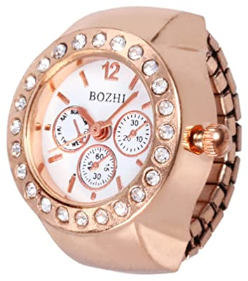 POPETPOP Fingerringuhr 1Pcs Elastische Runde Quarzfingeruhrart Und Weise Dekorative Ringuhr für Mannfrauenfinger