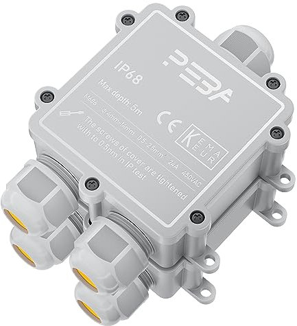 PEBA Wasserdicht Abzweigdose Erdkabel Kabelverbinder IP68 Verteilerdose 4mm-14mm kabel für außen garten outdoor wasserdichte verbinder box 3-Wege steckdosen gris (2 Stück)