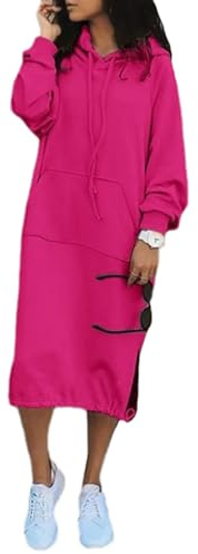 tinetill Abito in Felpa Abito con Cappuccio da Donna Abito Lungo in Felpa Oversize con Tasche con Cappuccio Abito in Felpa con Cappuccio in Cotone Maxi Abito con Cappuccio Abito Pullover