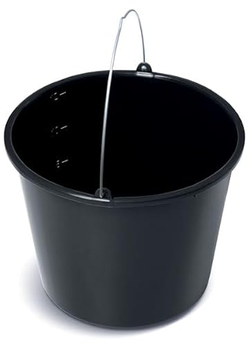 Cubo para mortero de construcción, 20 l, cubo de limpieza, cubo de agua, cubo de hormigón, con escala de albañilería, 1 unidad