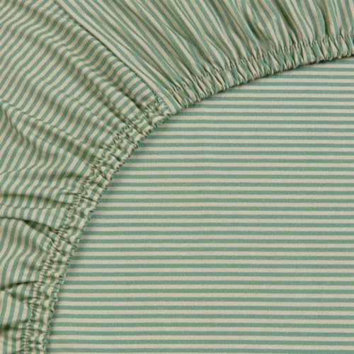 Pip Studio Spannbettlaken Duo Stripe Farbe Green Größe 160x200 für Matratzen bis zu 25cm Höhe Betttuch Gestreift