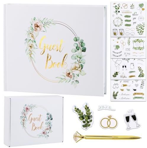 BOFUNX Libri degli Ospiti Matrimonio 120 Pagine Guest Book Matrimonio con Adesivi Guestbook Personalizzato per Nozze Battesimo Comunione Cresima Compleanno Festa