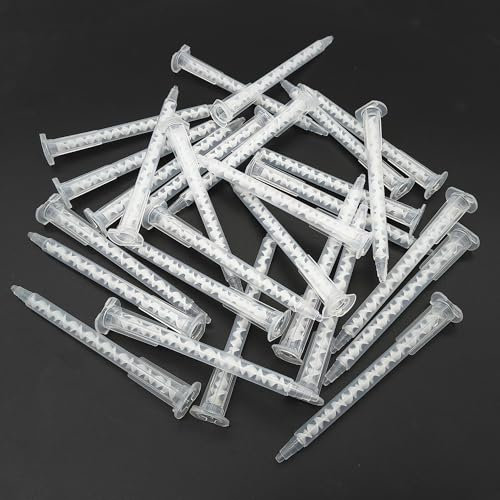 XCSJ 30 Pcs MA5.4-17S Buses De Mélange Tube De Mélange Ab Tube De Mélange Statique Mélangeur Statique Buses De Mélange Carrées Pistolet à Colle Ab 1:1 Tube,Colle Bi Composant, Pistolet Adhésif (Blanc)