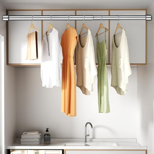 Bastone Armadio Appendiabiti Balcone Asta Appendi Abiti per Asciugare i Vestiti, Espandibile Camera da Letto Tubo per Guardaroba Metallo, Asta di Tensione per Gruccia Regolabile per Armadio(46 - 80cm