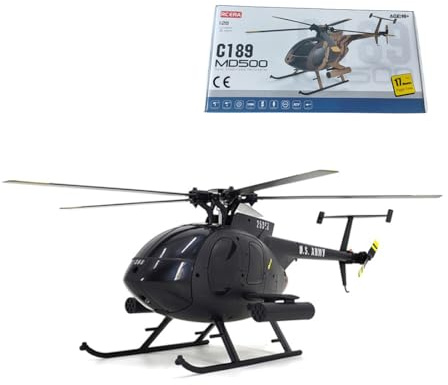 BAUPLAY RC helikopter, MD500 C189 1/28 fjärrstyrd helikopter, 2,4 G 4CH enkel rotor, militär helikopter, leksak, gåva för vuxna – RTF