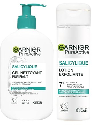 GARNIER Pure Active - Exfoliant Visage + Nettoyant Visage Niacinamide - Réduit L'Apparence Des Imperfections - Vegan & Cruelty Free - Tous Types De Peaux - Homme & Femme