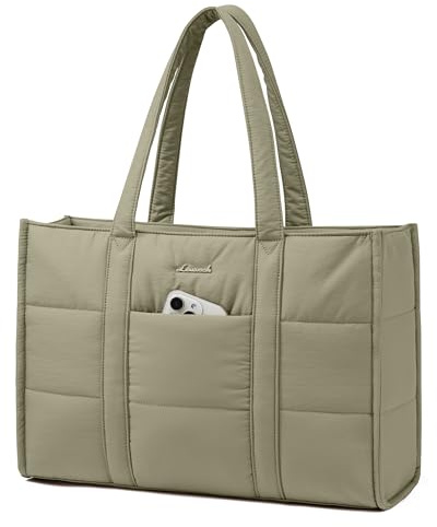 LOVEVOOK Borsa Donna, Grande Puffer Borse Università Borsa da Lavoro porta PC 15,6 Pollici, Tote Bag Shopper Borse Tracolla per Ufficio Insegnante Docente Scuola