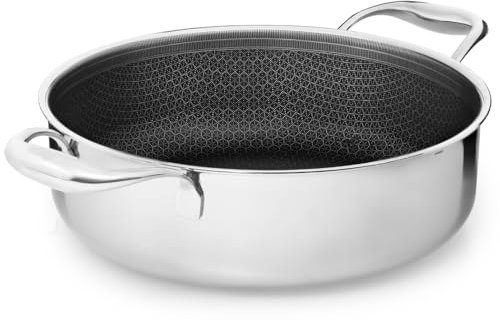 Onyx Cookware padella stufato 24 cm 3 l, bordo alto, per induzione e tutti i piani cottura, antiaderente antigraffio, 3 strati acciaio inox/alluminio