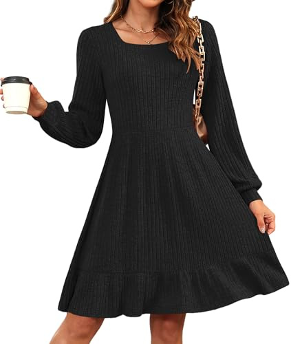 AUSELILY Abito in Maglia da Donna Abito Elegante con Maniche Lunghe in Maglia per L'autunno E l'inverno