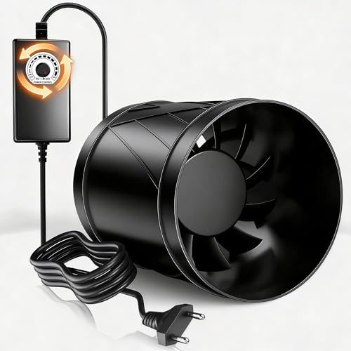 Yrichtra 150mm Rohrventilator, 587 m³/h Rohrlüfter, Regelbar Rauchabzug Ventilator für Effiziente Luftzirkulation, Leiser Abluftventilator für Wintergärten, Keller, Werkstätten, Growzelte, 3D-Druck