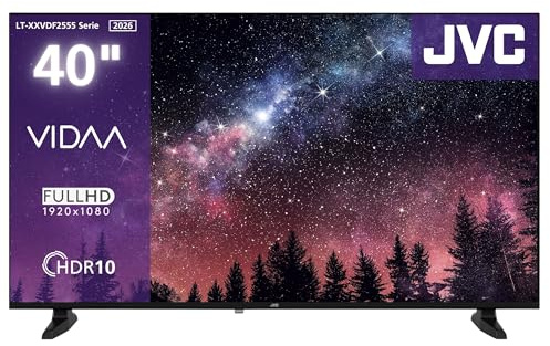 JVC Fernseher 40 Zoll Smart TV VIDAA Full HD HDR Fernseher mit 100 cm Bildschirmdiagonale und integriertem Triple-Tuner, LED TV LT-40VDF2555 (2026)