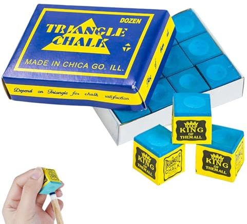 12 Pcs Pool Chalk, A Grade No-Slip Snooker Chalks for Pool Cue Control, Long-Lasting Cue Chalk with Smooth Clean Coverage, Ideal Pool Cue Accessories for Tournaments, Bars, Gym, Home, Sports Billiard