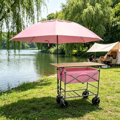 HARELA Genérico Puesto de Mercado con toldo, Móvil de Venta Ambulante de Comida, Puestos Plegables for la Venta en el Mercado(Pink,94cm/37in)
