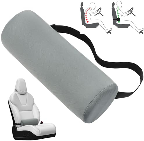 Lumbar Roll Pillow for Lower Back,11 Inch Memory Foam Roll Pillow (Grey) | Adjustable Cylindrical Backrest Sofa Cushion with Removable Cover,Lumbar Support Pillows for Office Chair Car