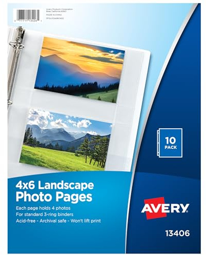 Avery Clear Photo Album Pages for 3 Ring Binder, 10 Sleeves Holds 40 Total Horizontal 4 x 6 Photos (13406)