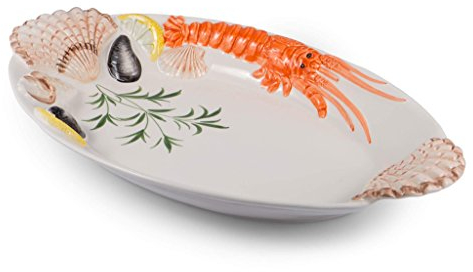 italienische Keramik Pesce ovaler Fischteller 35x21