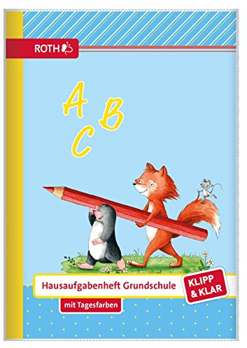 ROTH Klipp&Klar Grundschul-Aufgabenhefte mit Tagesfarben, A5, 1 Woche 2 Seiten, Flinki & Schlau